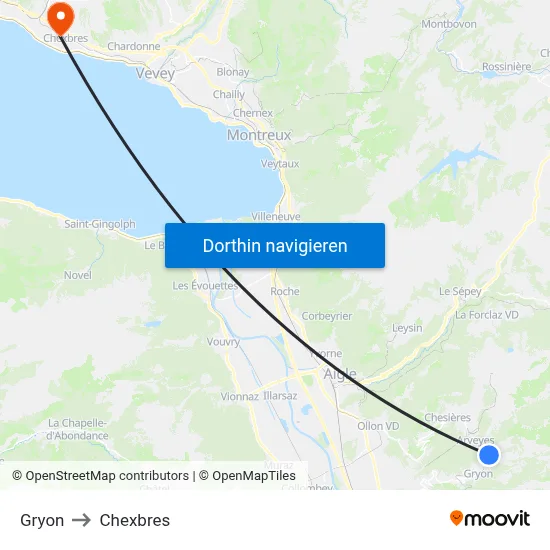 Gryon to Chexbres map
