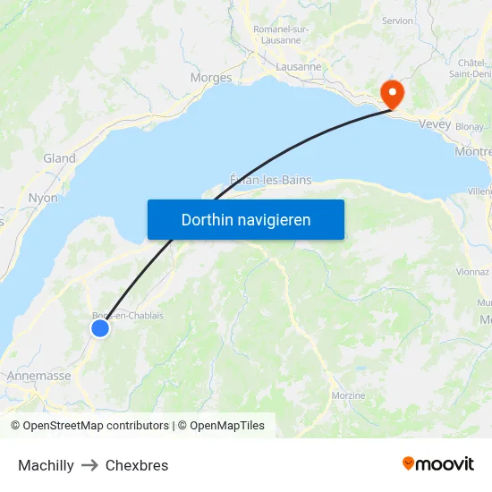 Machilly to Chexbres map