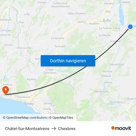 Châtel-Sur-Montsalvens to Chexbres map