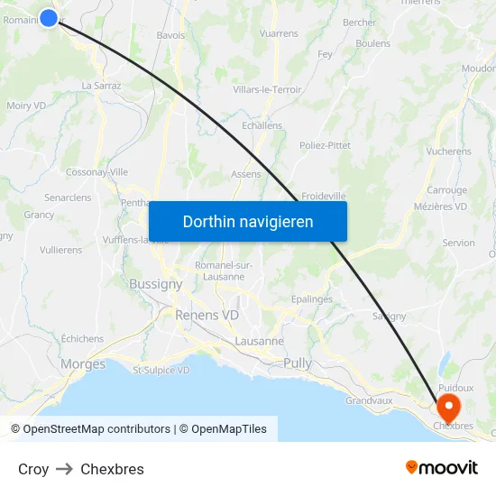 Croy to Chexbres map