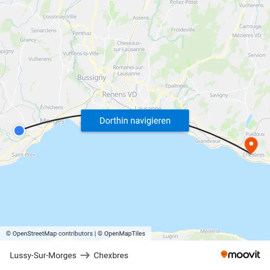 Lussy-Sur-Morges to Chexbres map