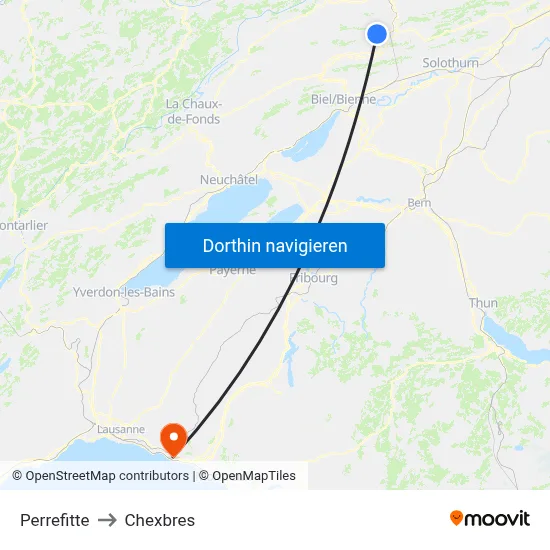 Perrefitte to Chexbres map
