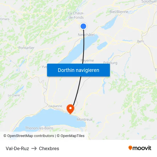 Val-De-Ruz to Chexbres map