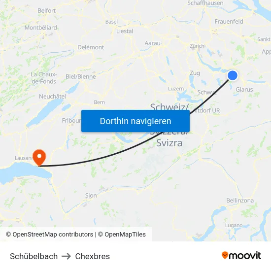 Schübelbach to Chexbres map