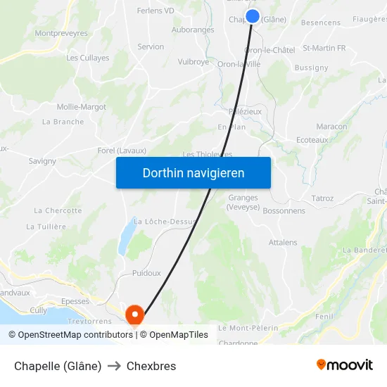 Chapelle (Glâne) to Chexbres map