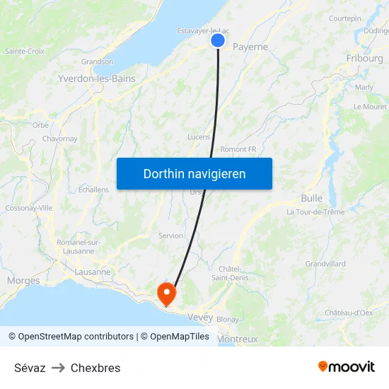 Sévaz to Chexbres map
