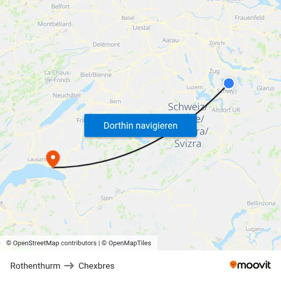 Rothenthurm to Chexbres map