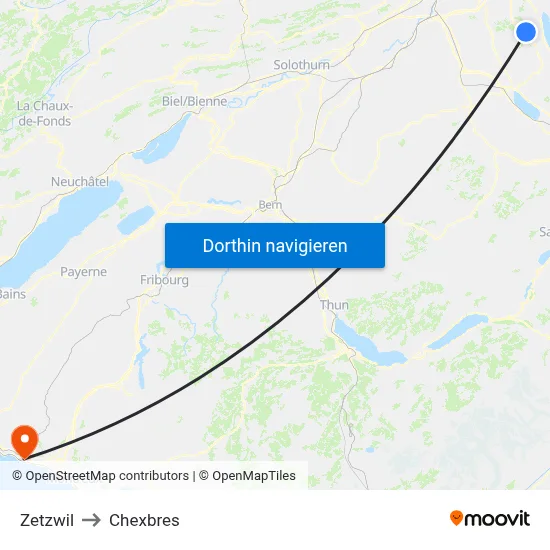 Zetzwil to Chexbres map