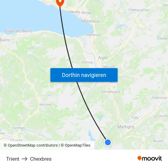 Trient to Chexbres map