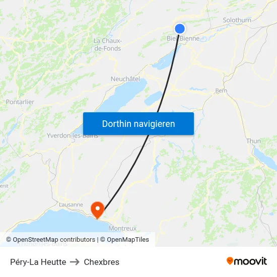 Péry-La Heutte to Chexbres map