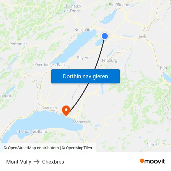 Mont-Vully to Chexbres map