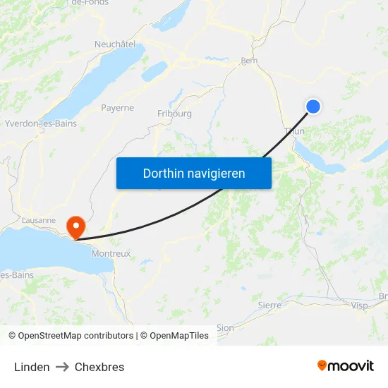 Linden to Chexbres map