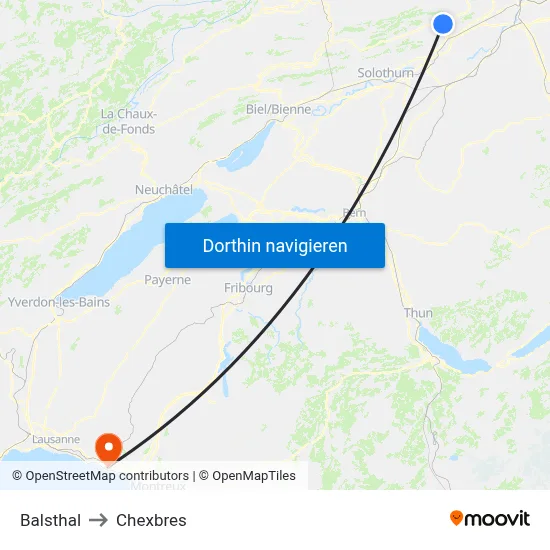 Balsthal to Chexbres map