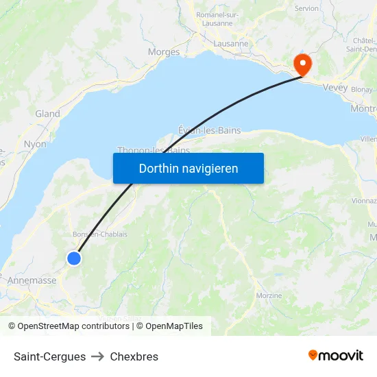 Saint-Cergues to Chexbres map