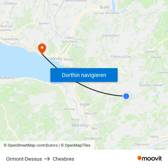 Ormont-Dessus to Chexbres map