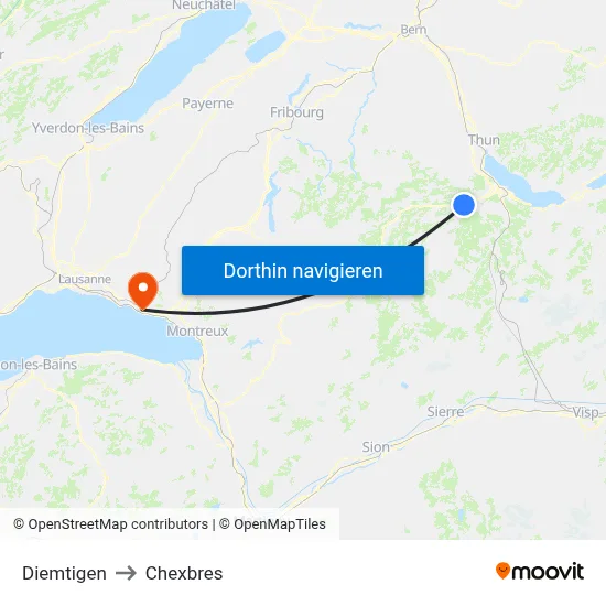 Diemtigen to Chexbres map