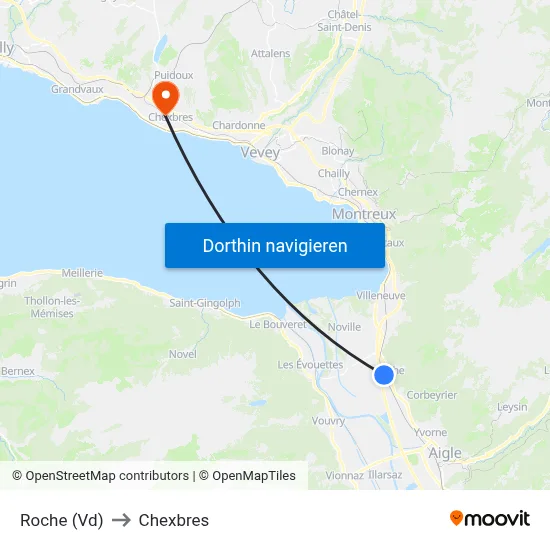 Roche (Vd) to Chexbres map