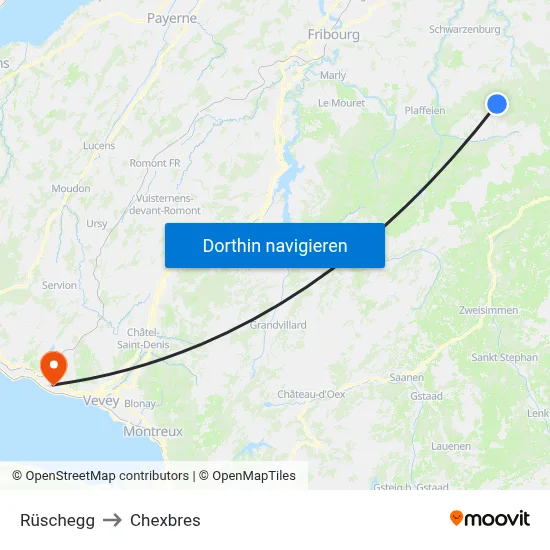 Rüschegg to Chexbres map
