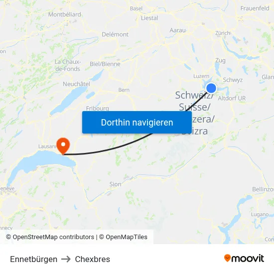 Ennetbürgen to Chexbres map