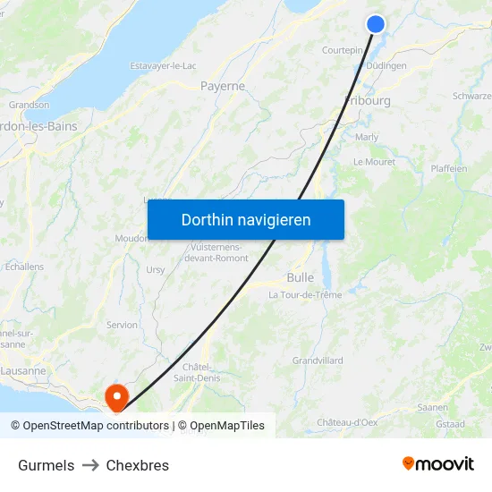 Gurmels to Chexbres map
