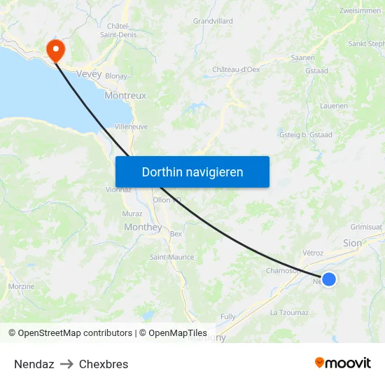 Nendaz to Chexbres map
