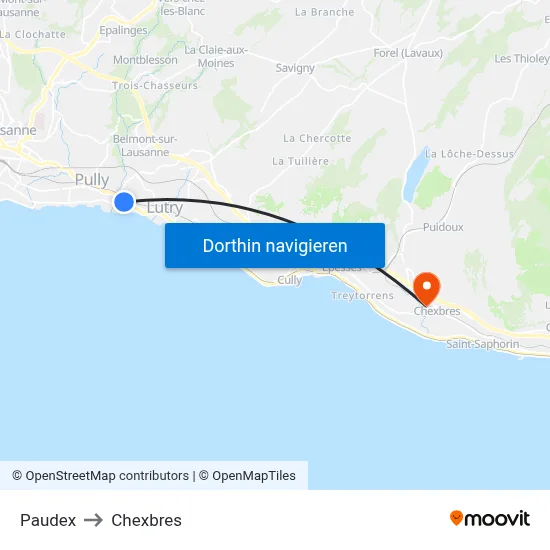 Paudex to Chexbres map