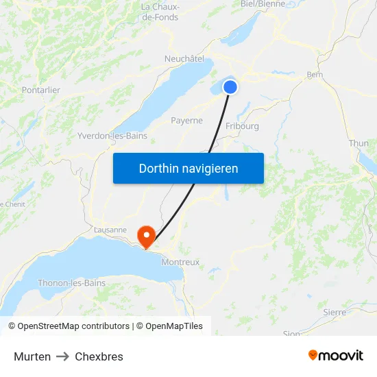 Murten to Chexbres map