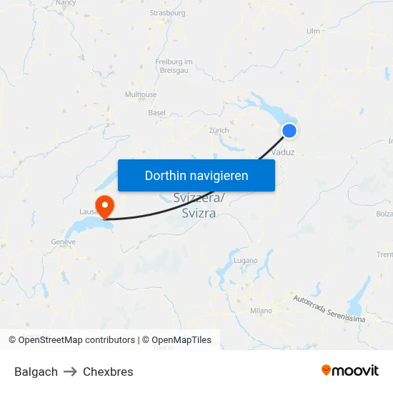 Balgach to Chexbres map