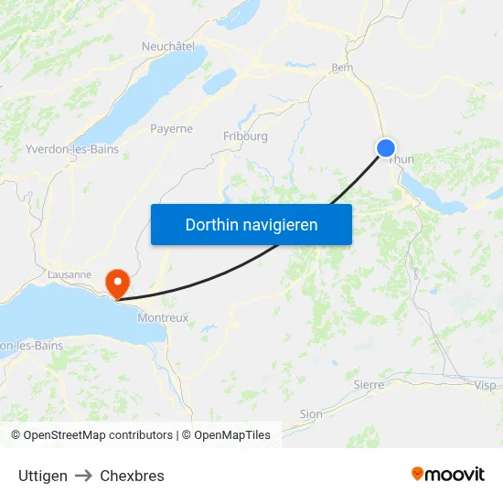 Uttigen to Chexbres map