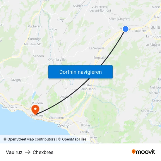 Vaulruz to Chexbres map