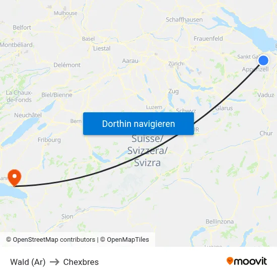 Wald (Ar) to Chexbres map