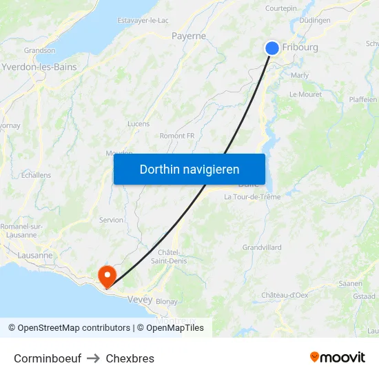 Corminboeuf to Chexbres map