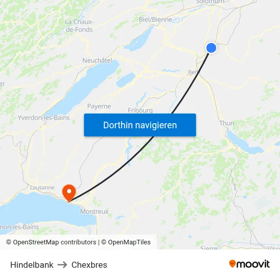 Hindelbank to Chexbres map