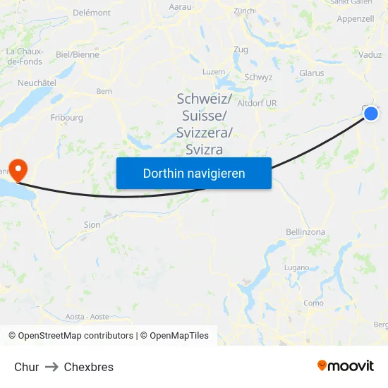 Chur to Chexbres map