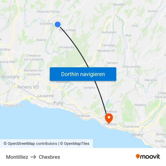 Montilliez to Chexbres map