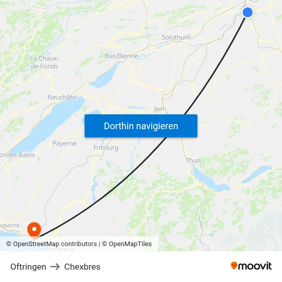 Oftringen to Chexbres map