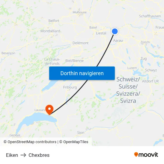 Eiken to Chexbres map