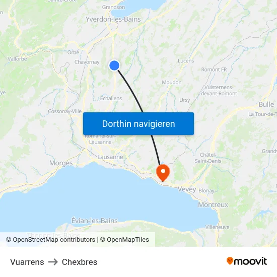 Vuarrens to Chexbres map