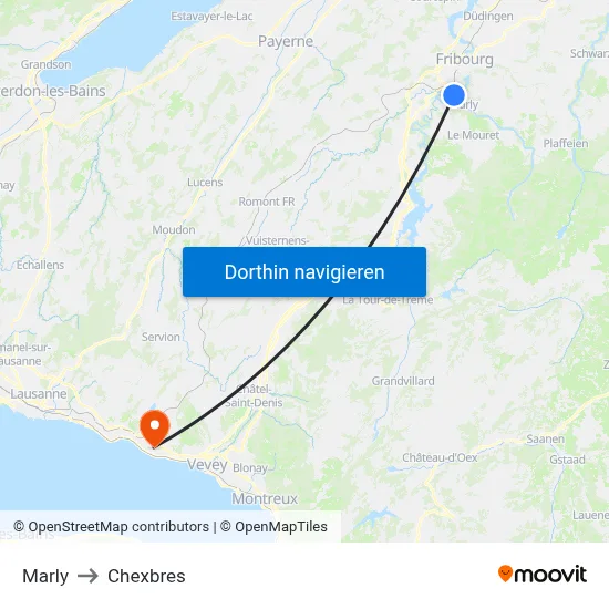 Marly to Chexbres map