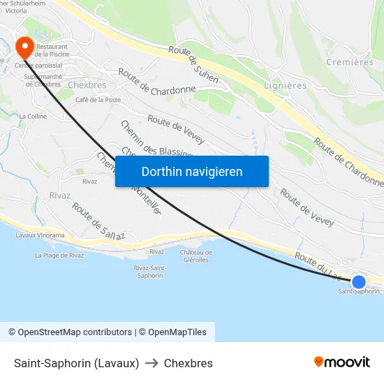 Saint-Saphorin (Lavaux) to Chexbres map