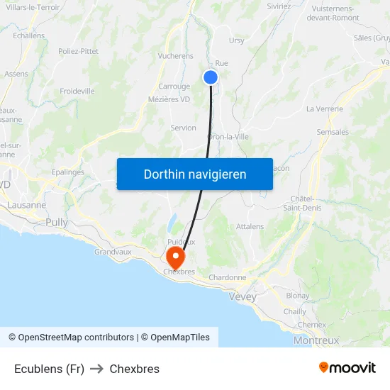 Ecublens (Fr) to Chexbres map