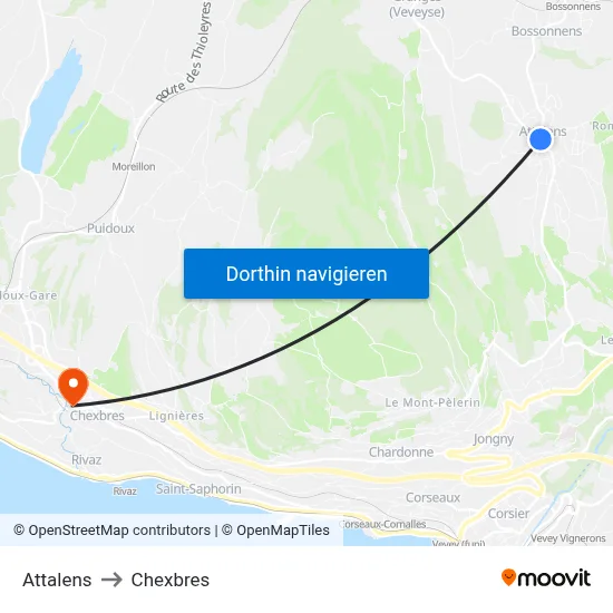 Attalens to Chexbres map