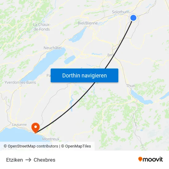 Etziken to Chexbres map
