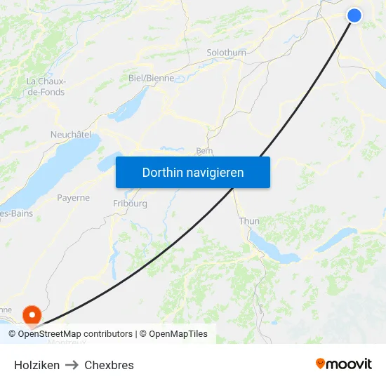 Holziken to Chexbres map