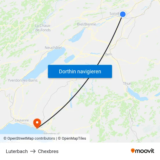 Luterbach to Chexbres map