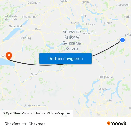 Rhäzüns to Chexbres map