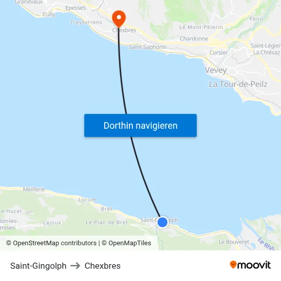 Saint-Gingolph to Chexbres map