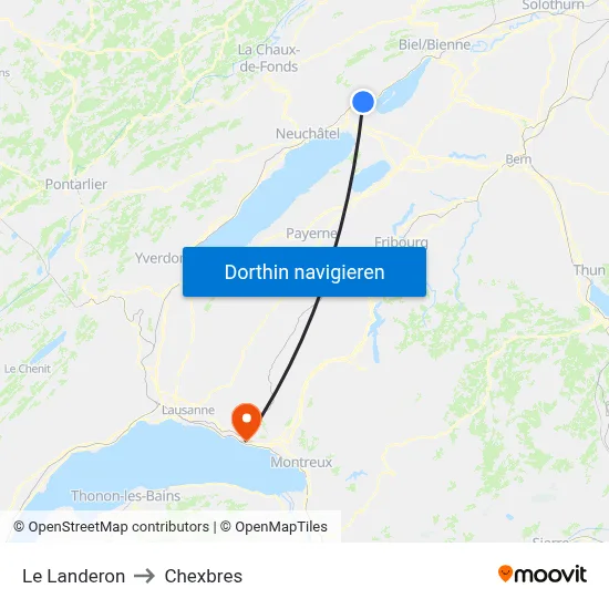 Le Landeron to Chexbres map