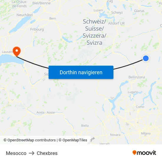 Mesocco to Chexbres map