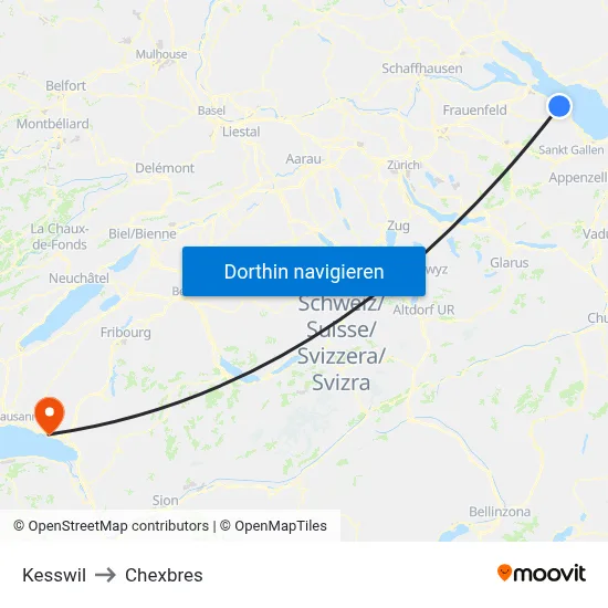 Kesswil to Chexbres map